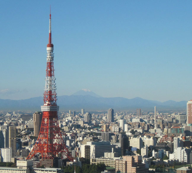 Tokyo Tower with Mount Fuji in the Distance